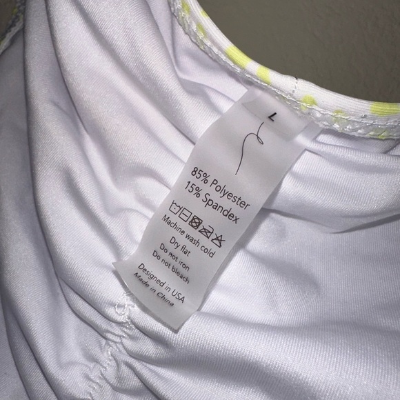 By Egreis yellow spotted off shoulder bikini top ruched bikini bottom L NWT - Picture 11 of 12